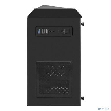 Exegate EX294475RUS Корпус Minitower ExeGate Mistery R2-NPX600 (mATX, БП 600NPX с вент. 12 см, 2*USB+1*USB3.0, аудио, черный, 1 вент. 12см с RGB подсветкой и полоса на передней панели, боковая панель 