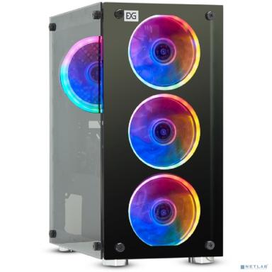 ExegateEX294382RUS Корпус Minitower ExeGate Mistery X2 (mATX, без БП, 2*USB+1*USB3.0, аудио, черный, 4 вент. 12см с RGB подсветкой, боковая панель - закаленное стекло)