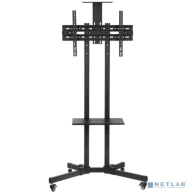 Wize Pro [M55] для дисплеев 32”– 65”,  Max VESA 600x400 мм, высота 180 см, вертикальная регулировка, регулируемая полка для медиаплеера, полка для камеры ВКС, до 50 кг, черн