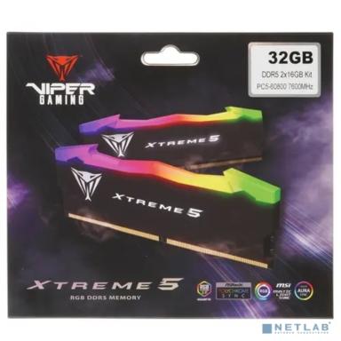 Память DDR5 2x16Gb 7600MHz Patriot PVXR532G76C36K Viper XTREME RGB RTL Gaming PC5-60800 CL36 DIMM 288-pin 1.45В с радиатором Ret