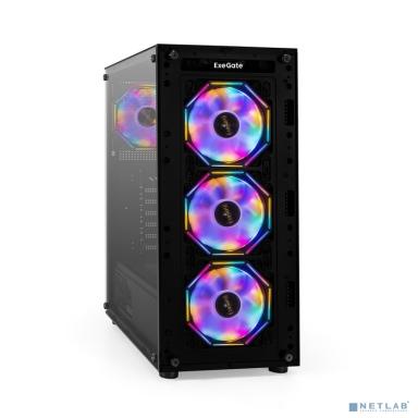 Exegate EX294978RUS Корпус Miditower ExeGate i3 BASE-NPX600 (ATX, БП 600NPX с вент. 12 см, с окном, 1*USB+1*USB3.0, аудио, 4 вент. 12см с RGB подсветкой)