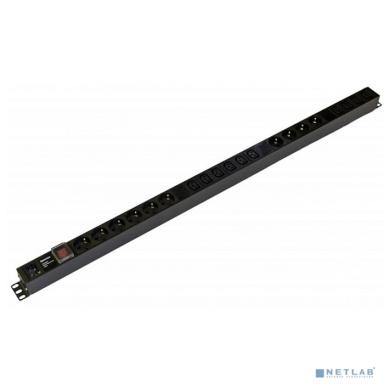Блок распределения питания Hyperline SHE-10SH-10IEC-S-AIEC верт.размещ. 10xSchuko 10xC13 базовые 16A C20