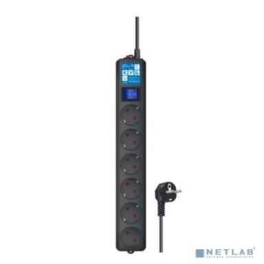PowerCube Фильтр-удлинитель PRO (SPL6-16B-3M) 3.0м, 6 розеток,16А, черный графит