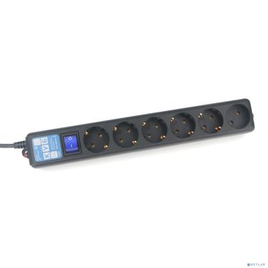 PowerCube Фильтр-удлинитель PRO (SPL6-16B-5M) 5.0м, 6 розеток,16А, черный графит