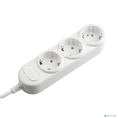 PowerCube Удлинитель (PC-3-3М) 3.0м, 3 розетки, 10А, без выключателя, белый