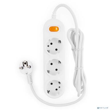PowerCube Удлинитель (PC-1-1,5М) 1.5м, 3 розетки, 16А, с выключателем, белый