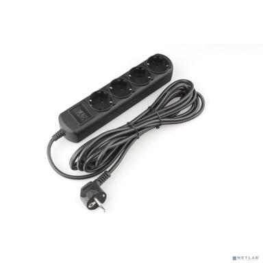 PowerCube Удлинитель (PC-1B-5M) 5.0м, 4 розетки, 10А, без выключателя, черный графит