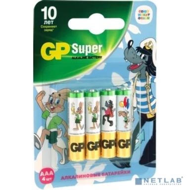 Алкалиновые батарейки GP Super Alkaline 24А ААA - 4 шт. в блистере промо "Союз мультфильм"