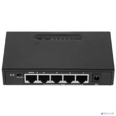 ORIENT SWP-5504POE, PoE коммутатор 4 порта, 4xPoE 100Mbps + 1xUplink 100Mbps, Bandwidth 1.0Gbps, PoE-A (1/2+,3/6-), IEEE802.3af/at, мощность до 65Вт, дальность 100/250 метров, внешний БП (31188)