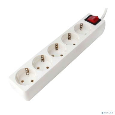 Гарнизон Удлинитель EL-NB-G5-W-3, 5р, 10А, 3м, с выкл. и заземлением, ур.защиты 1, белый, пакет (21223)