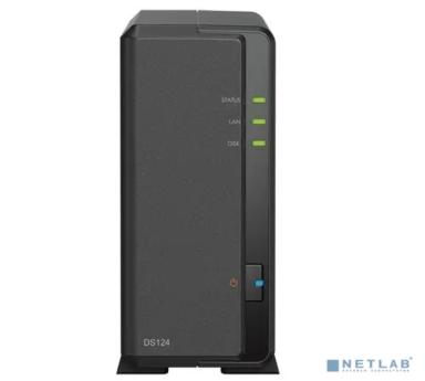 Synology DS124 Сетевое хранилище 1x 2.5" / 3.5", горячая замена, RAID modes: keine, 1x GB-LAN, Веб-сервер, 2x USB3.0, процессор: Quad Core 1.40 GHz, 1 GB ОЗУ 