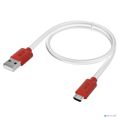 GCR Кабель 2.0m MicroUSB, белый, красные коннекторы, быстрая зарядка, 28/24 AWG, GCR-53217