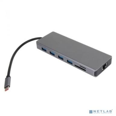 Концентратор VCOM CU4706 TypeC/(2*HDMI+DP)4K*60Hz 3*USB3.0 TC USB2.0 RJ45 SD TF PD audio TC адаптер