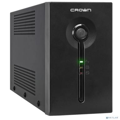 CROWN ИБП CMU-SP650EURO { 650VA\390W, корпус металл, 1x12V/7AH, розетки 3*EURO, AVR 140-290V, съёмный кабель питания 1.8 м, порт RJ11/45, порт USB, LED-} [CM000001861] 
