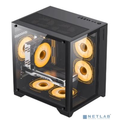 GameMax Корпус Infinity Mini Black без БП (MICRO ATX, Черный, 1*USB 3.0, 2*USB 2.0, Зак. стекло)