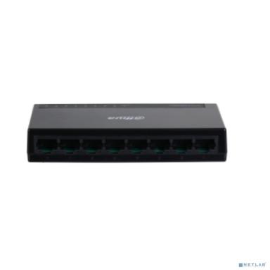 DAHUA DH-PFS3008-8GT-L 8-портовый гигабитный неуправляемый коммутатор, 8xRJ45 1Gb, коммутаця 16 Гбит/с, MAC-таблица 2K, пластик