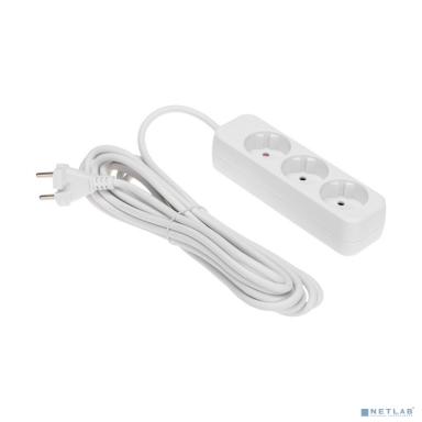 Rexant 13-4008 Удлинитель STANDARD 3 гнезда, 5м, 2х1,0мм?, б/з, белый