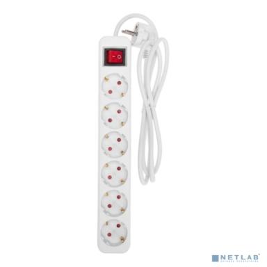 Rexant 13-4046 Удлинитель STANDARD 6 гнезд, 1,5м, 3х1,0мм?, с/з, с выключателем, белый
