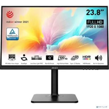 MSI 23.8" MD2412P Modern черный {IPS 1920x1080 100Hz 5ms 16:9 300cd 178/178 HDMI M/M USB-C(PD 15W) HAS Pivot} [9S6-3PA59H-095]