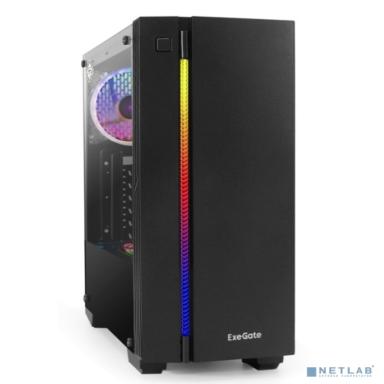Exegate EX296076RUS Корпус Miditower ExeGate EVO-9201-EVO800 (ATX, БП EVO800RGB с вент. 12см, с окном, 2*USB+1*USB3.0, HD аудио, черный, 1 вент. с RGB подсветкой)