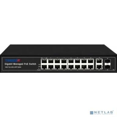 TRASSIR TR-NS24202S-300-16PoE Коммутатор управляемый с 16 PoE портами (10/100/1000 Мбит/с Base-TX PoE port) и 2 SFP портами и 2 RJ-45 Uplink ports
