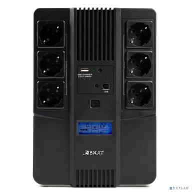 ИБП Бастион SKAT-UPS 800-AID-IN-1x9 {Line-interactive, 800/480Вт, LCD-дисплей, USB/ RJ-45, АКБ 1х 9Ач, сверху ЕВРО 3+3, МПТ} (8935)