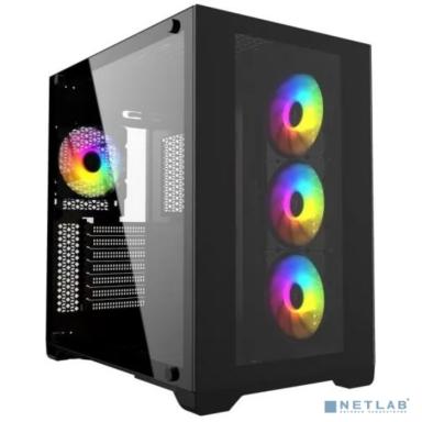 Powercase Vision Black, Tempered Glass, 4х 120mm 5-color fan, чёрный, ATX (CVBA-L4)