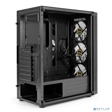 Exegate EX296317RUS Корпус Miditower ExeGate EVO-5001A-500NPX (ATX, БП 500NPX с вент. 12 см, 2*USB+1*USB3.0+HD Audio, черный, 3 вент.12см с RGB подсветкой, боковая панель - закаленное стекло)