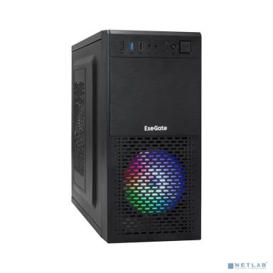 Exegate EX296391RUS Корпус Minitower ExeGate mEVO-7807-XP600 (mATX, БП XP600 с вент. 12см, 1*USB+1*USB3.0, черный, 1 вент. 12см с RGB подсветкой)