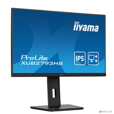 LCD Iiyama 27" XUB2793HS-B5 {IPS 1920x1080 76hz 4ms 178/178 300cd 1000:1 8bit(6bit+FRC) HDMI2.0 DisplayPort1.2 Pivot 2x2W VESA}