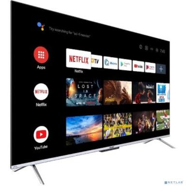 50" Телевизор HAIER Smart TV S3, QLED, 4K Ultra HD, серебристый, СМАРТ ТВ, Android [DH1VLGD01RU]