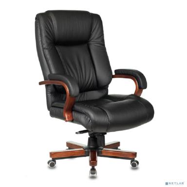 Кресло руководителя Бюрократ T-9925WALNUT/BLACK черный кожа крестовина дерево (1215691)