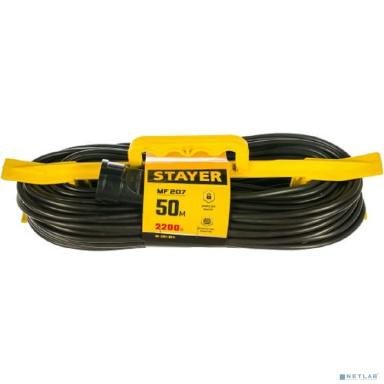 Удлинитель силовой Stayer 55018-50_z01, розеток 1шт, 2x0.75 кв.мм, 10A, 50м, ПВС, рамка пластиковая, черный