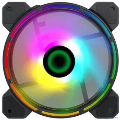 Кулер для корпуса ПК/ Gamemax FN-12Rainbow-D, 12CM ARGB Rainbow Fan, Dual rings+centre ARGB LEDs, 3pin+4Pin connector