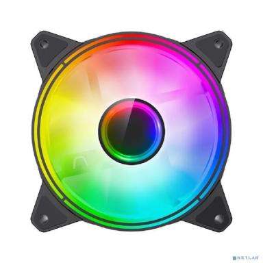 Кулер для корпуса ПК/ Gamemax FN-12Rainbow-Q-Infinity, 12CM ARGB Rainbow Infinity, Quad-ring, 3pin+4Pin connector