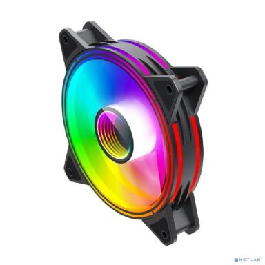 Кулер для корпуса ПК/ Gamemax FN-12Rainbow-Q-Infinity, 12CM ARGB Rainbow Infinity, Quad-ring, 3pin+4Pin connector