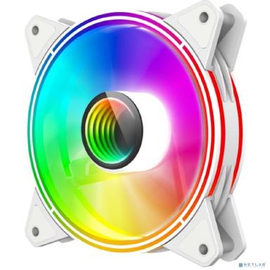 Кулер для корпуса ПК/ Gamemax FN-12Rainbow-Q-Infinity White, 12CM white ARGB Rainbow Infinity, Quad-ring, 3pin+4Pin connector