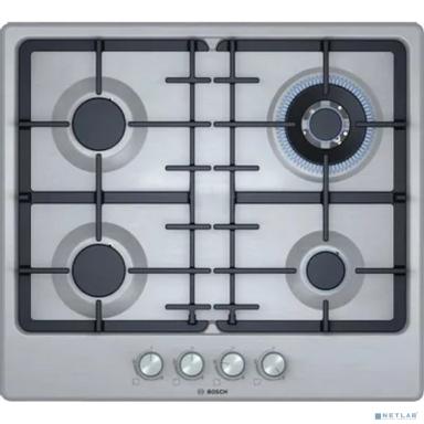 Serie 4, газовая варочная панель, 60см, нержавеющая сталь, 4 конфорки,1 WOK-конфорка c 2 контурами пламени, составные чугунные решетки, газ-контроль, автоматический электроподжиг, сделано в Испании