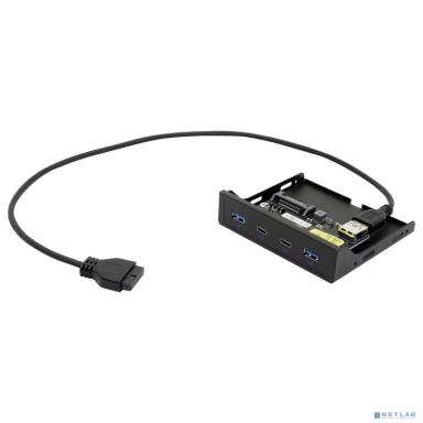 ORIENT C092, Планка портов 3.5" на переднюю панель 2xUSB Type-C + 2xUSB 3.0 (USB3.2 Gen1), 20Pin кабель 50см, металл, oem (31348)