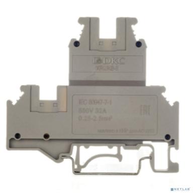 Dkc KRUKB-3 Клемма двухуровневая , винтовой зажим, 4 точки подключения, 2.5 кв.мм, серая