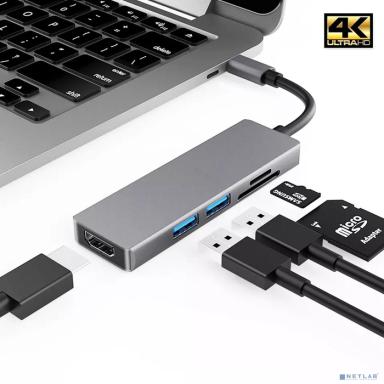 ORIENT Кабель-адаптер C099, USB3.1 Type-C (DisplayPort Alt mode) -> HDMI+USB3.0+CardReader 3.0, 4K@30Hz/ 1080p@60Hz, 0.15 метра, черный (31332)