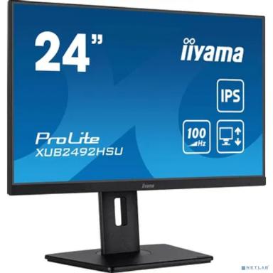 LCD IIYAMA 23.8" XUB2492HSU-B6 {IPS 1920x1080 100Hz 1ms 250cd 8bit(6bit+FRC) HDMI2.0 DisplayPort1.2 4xUSB3.2 HAS Pivot 2x2W}