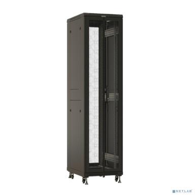 Шкаф напольный 19-дюймовый, 32U, 1610x600х1000 мм (ВхШхГ), передняя и задняя распашные перфорированные двери (75%), ручка с замком, цвет черный (RAL 9004) (разобранный)
