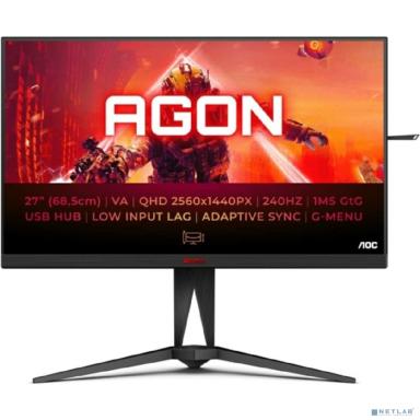 МОНИТОР 27" AOC AGON AG275QZN Black с поворотом экрана (VA, 2560x1440, 240Hz, 1 ms, 178°/178°, 400 cd/m, 80M:1, +2xHDMI)