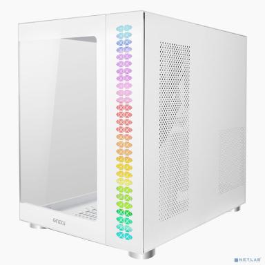 Ginzzu V570 RGB подсветка, контроллер CRC10, 4* 12RW6 FAN 12CM RGB, закаленное стекло 1*USB 3.0,1*USB 2.0, AU Белый ATX