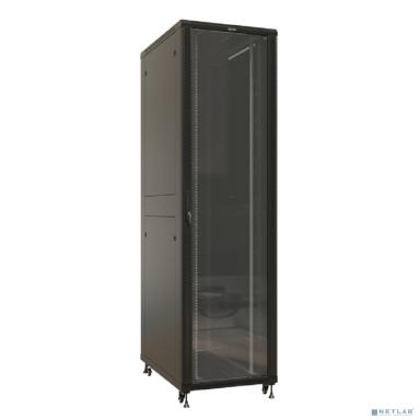 Hyperline TTBR-4281-AS-RAL9004 Шкаф напольный 19-дюймовый, 42U, 2055x800х1000 мм (ВхШхГ), передняя дверь стеклянная, задняя дверь сплошная, ручка с замком, 2 вертикальных кабельных организатора, цвет 