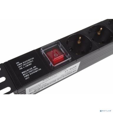 Rexant 04-0307 Блок розеток 19", 1U, 16А, 8 розеток, корпус пластик, без шнура питания