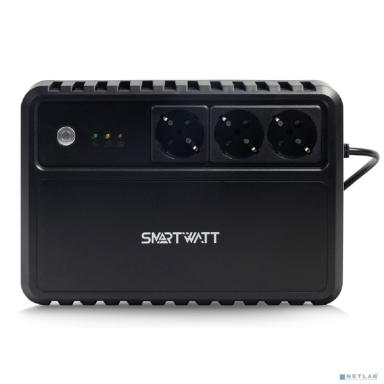SMARTWATT UPS SAFE 600 {линейно-интерактивный, 600/360 ВА/Вт, напольный, LED индикация, Shuko CEE7/4 - 3 шт}