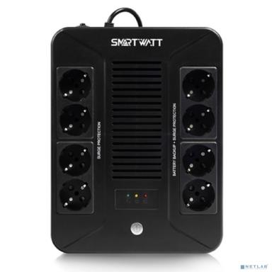 SMARTWATT UPS SAFE PRO 800 {линейно-интерактивный, 800/480 ВА/Вт, напольный/настенный, LED индикация, Shuko CEE7/4 - 8 шт. (4 шт. с резервным питанием, 4 шт. - сетевой фильтр}