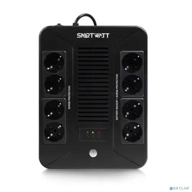 SMARTWATT UPS SAFE PRO 1000 {линейно-интерактивный,1000/600 ВА/Вт, напольный/настенный, LED индикация, Shuko CEE7/4 - 8 шт. (4 шт. с резервным питанием, 4 шт. - сетевой фильтр}
